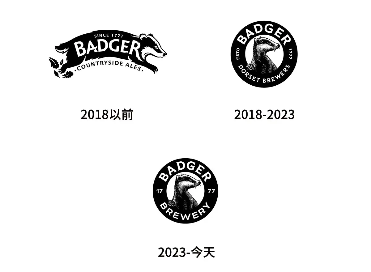Badger Brewery英国獾啤往年旧logo设计-酒厂商标设计