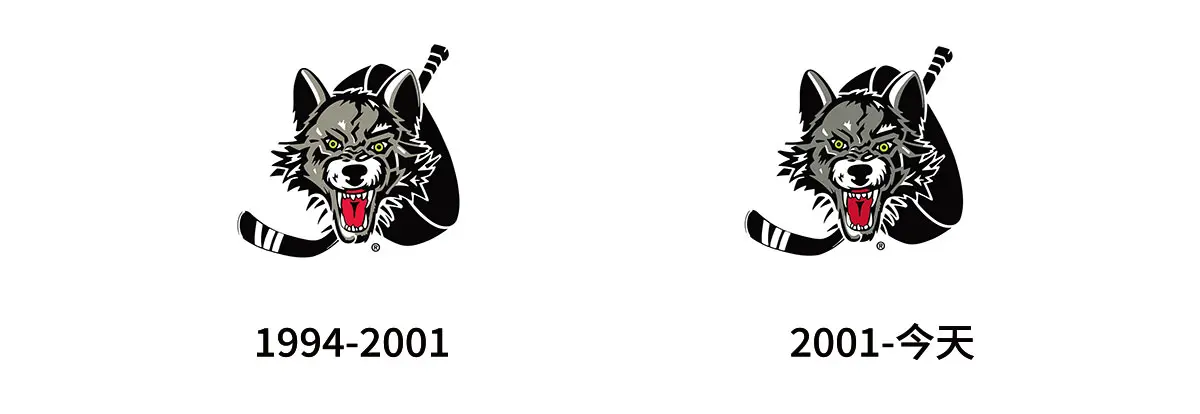 Chicago Wolves芝加哥狼队冰球俱乐部往年旧logo设计-狼头标志设计