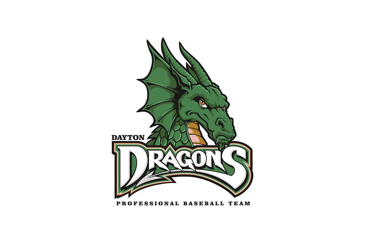 Dayton Dragons美国代顿龙职业棒球队logo设计-巨龙logo设计