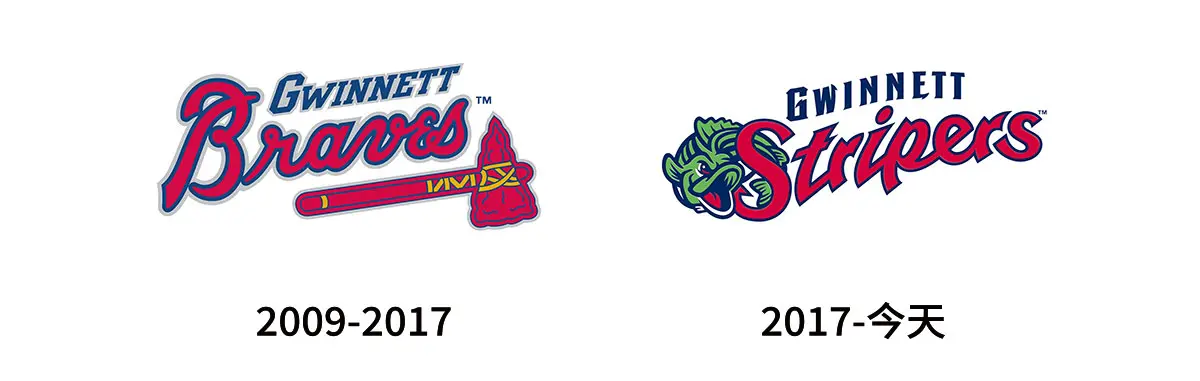 Gwinnett Stripers美国棒球队往年旧logo设计-棒球队标志设计