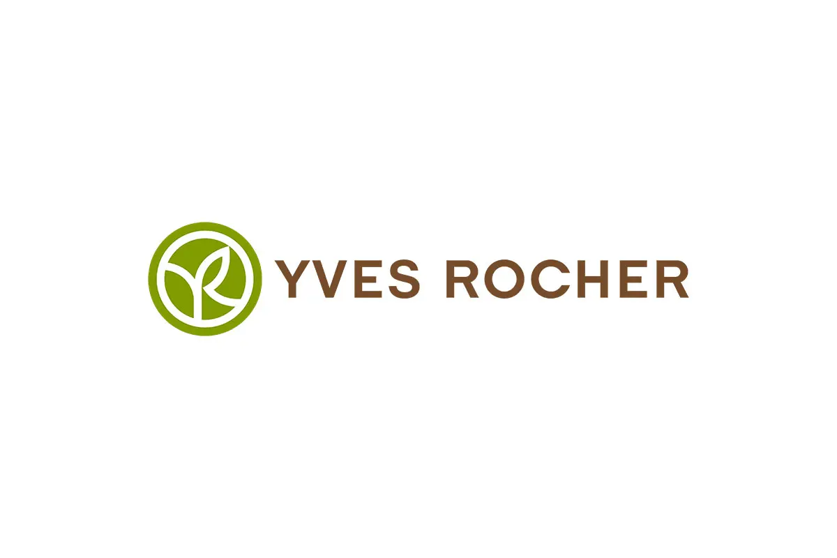 Yves Rocher法国伊夫黎雪化妆品logo设计-嫩芽logo设计